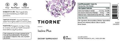 Photo of the Thorne Iodine Plus label