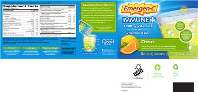 Photo of the Emergen-C Immune+ Citrus label