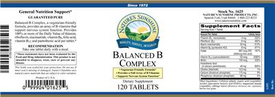 Photo of the Nature's Sunshine Balanced B Complex label