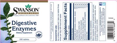 Photo of the Swanson Premium Brand Digestive Enzymes label