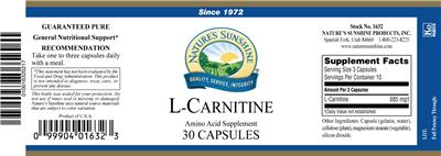 Photo of the Nature's Sunshine L-Carnitine label