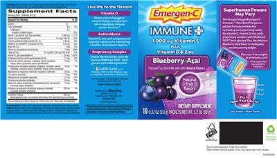 Photo of the Emergen-C Immune+ Blueberry-Acai label