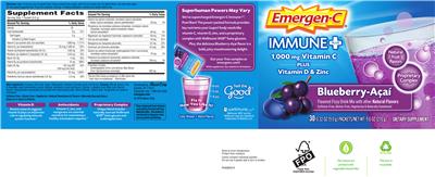 Photo of the Emergen-C Immune+ Blueberry-Acai label