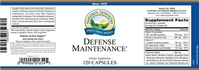 Photo of the Nature's Sunshine Defense Maintenance label