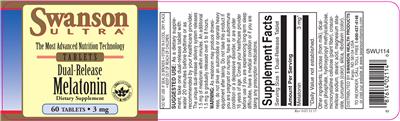 Photo of the Swanson Ultra Dual-Release Melatonin 3 mg label