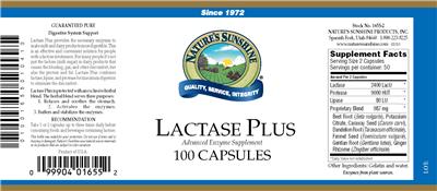 Photo of the Nature's Sunshine Lactase Plus label