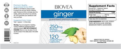 Product label image for Ginger 250 mg