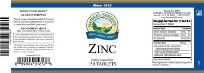 Photo of the Nature's Sunshine Zinc label
