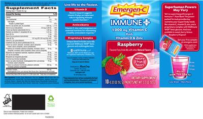 Photo of the Emergen-C Immune+ Raspberry label