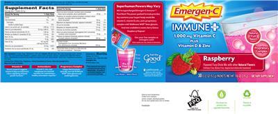 Photo of the Emergen-C Immune+ Raspberry label