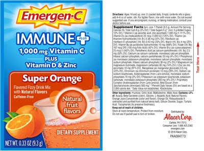 Photo of the Emergen-C Immune+ Super Orange label