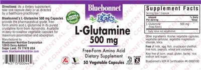Photo of the Bluebonnet L-Glutamine 500 mg label