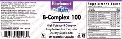 Photo of the Bluebonnet B-Complex 100 label