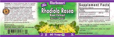 Photo of the Bluebonnet Standardized Rhodiola Rosea Root Extract label