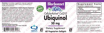 Photo of the Bluebonnet CellularActive CoQ10 Ubiquinol 50 mg label