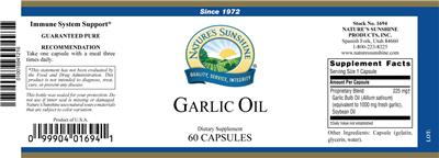 Photo of the Nature's Sunshine Garlic Oil label