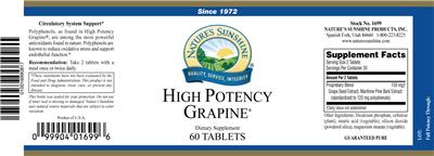 Photo of the Nature's Sunshine High Potency Grapine label
