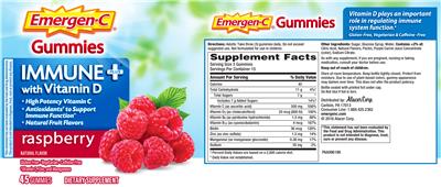 Photo of the Emergen-C Immune+ Raspberry label