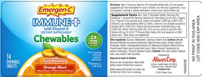 Photo of the Emergen-C Immune+ Chewables Orange Blast label