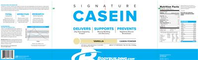 Photo of the Bodybuilding.com Signature Casein Vanilla label