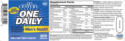 Photo of the 21st Century One Daily Men's Health with Lycopene label