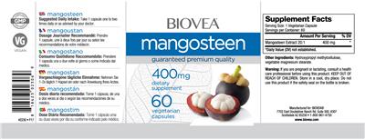 Photo of the BIOVEA Mangosteen 400 mg label