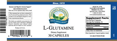 Photo of the Nature's Sunshine L-Glutamine label