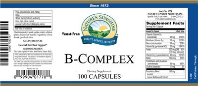 Photo of the Nature's Sunshine B-Complex label