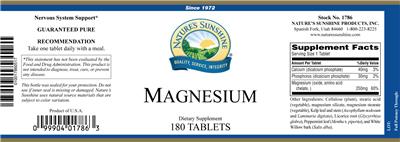 Photo of the Nature's Sunshine Magnesium label