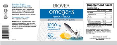 Photo of the BIOVEA Omega-3 1000 mg Lemon Flavor label