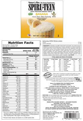 Photo of the Nature's Plus Spiru-Tein Protein Energy Meal Banana label