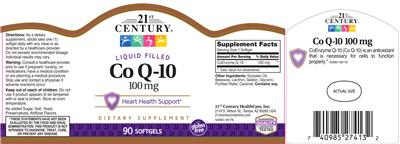 Photo of the 21st Century Co Q-10 100 mg label
