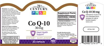 Photo of the 21st Century Co Q-10 30 mg label