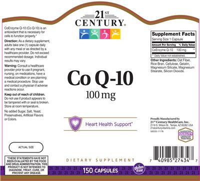 Photo of the 21st Century Co Q-10 100 mg label