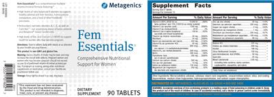 Photo of the Metagenics Fem Essentials label