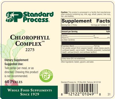 Photo of the SP Standard Process Chlorophyll Complex label