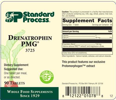 Photo of the SP Standard Process Drenatrophin PMG label