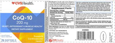 Photo of the CVS Health CoQ-10 200 mg label