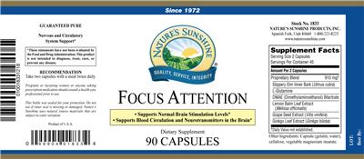 Photo of the Nature's Sunshine Focus Attention label