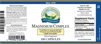 Photo of the Nature's Sunshine Magnesium Complex label