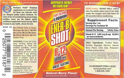 Ener-B Shot B-12 5000 mcg Natural Berry Flavor