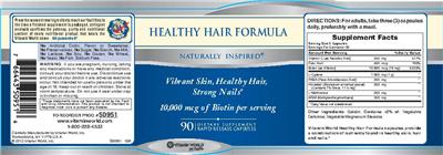 Photo of the Vitamin World Healthy Hair Formula label