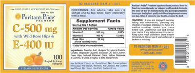 C-500 mg with Wild Rose Hips & E-400 IU