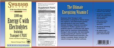Photo of the Swanson Ultra Energy C with Electrolytes Natural Orange Flavor label