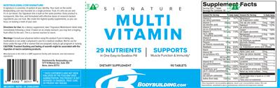 Photo of the Bodybuilding.com Signature Multivitamin label