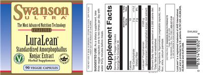 Photo of the Swanson Ultra LuraLean Standardized Amorphophallus Konjac Extract label