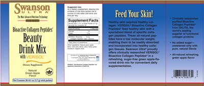 Photo of the Swanson Ultra Beauty Drink Mix with VERISOL Natural Green Apple Flavor label