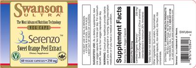 Photo of the Swanson Ultra Serenzo Sweet Orange Peel Extract 250 mg label