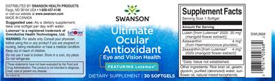 Photo of the Swanson Ultimate Ocular Antioxidant label