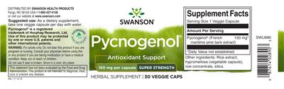 Photo of the Swanson Pycnogenol Super Strength 150 mg label
